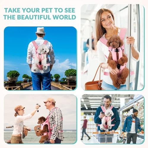 petmix Pink Small Adjustable Pet Backpack Carrier, Legs-Out Front Dog Carrier-5