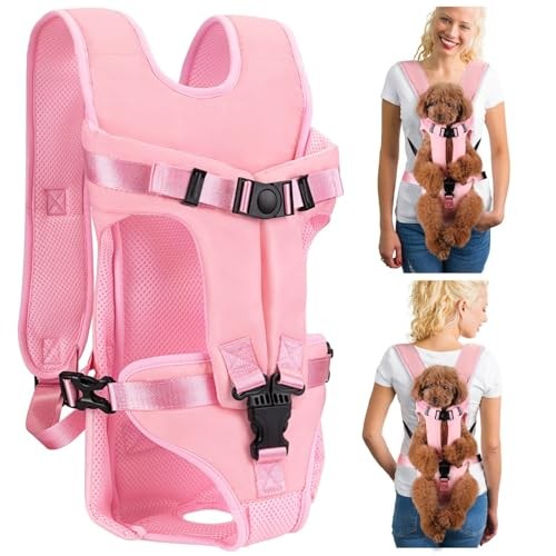 petmix Pink Small Adjustable Pet Backpack Carrier, Legs-Out Front Dog Carrier