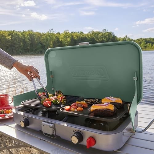 Coleman Cascade 3-in-1 2-Burner Camp Stove with Accessories, Hickory Moss C001-4