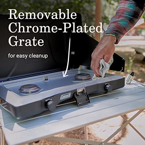 Coleman Triton 2-Burner Propane Camping Stove with Adjustable Burners, Wind Guards, Heavy-Duty Latch and Handle, 22,000 BTUs-3