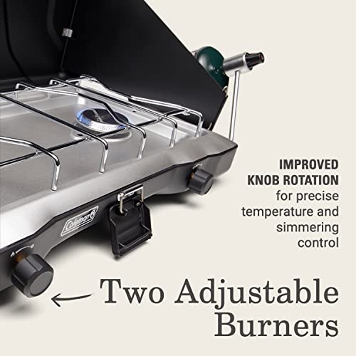 Coleman Triton 2-Burner Propane Camping Stove with Adjustable Burners, Wind Guards, Heavy-Duty Latch and Handle, 22,000 BTUs-4