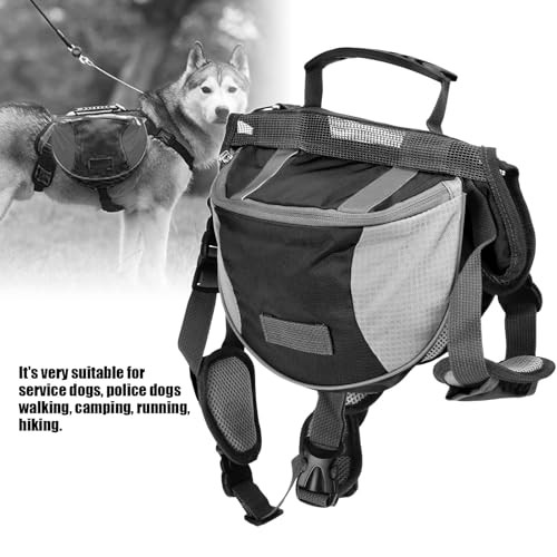 Cyrank Dog Backpack Saddle Bag with Harness, L, Black-1