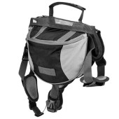 Cyrank Dog Backpack Saddle Bag with Harness, L, Black