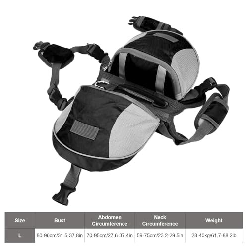 Cyrank Dog Backpack Saddle Bag with Harness, L, Black-3