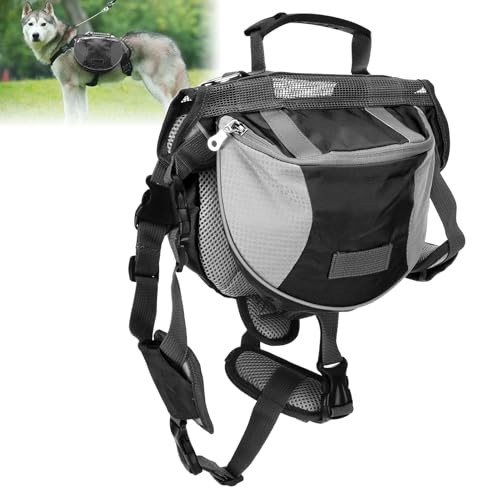 Cyrank Dog Backpack Saddle Bag with Harness, L, Black-4