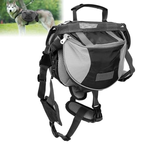 Cyrank Dog Hiking Backpack Harness Saddlebag, Small, Black