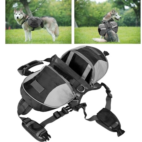 Cyrank Dog Hiking Backpack Harness Saddlebag, Small, Black-6
