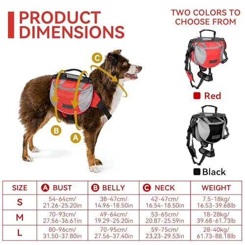 Cyrank Dog Hiking Backpack Harness Saddle Bag, Small, Red-3