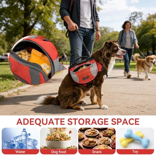 Cyrank Dog Hiking Backpack Harness Saddle Bag, Small, Red-4