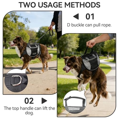Cyrank M Black Dog Hiking Backpack Harness Saddle Bag-4