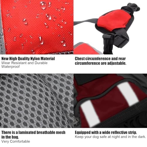 Cyrank Outdoors Reflective Dog Backpack Harness Saddle Bag, L, Red-5