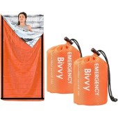 Deecam Emergency Sleeping Bag 2 Pack, Orange Survival Bivy Sack