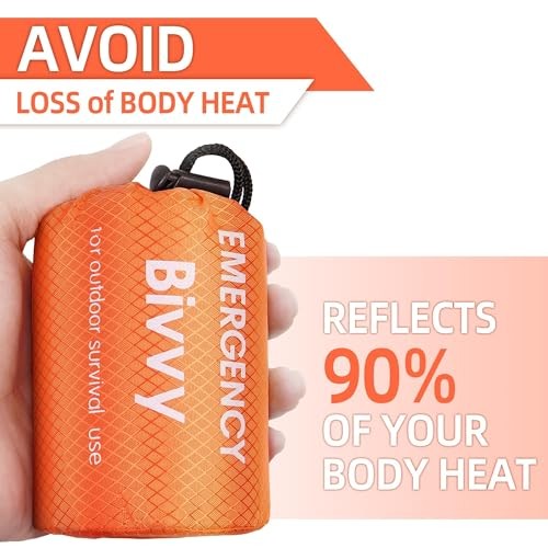 Deecam Emergency Sleeping Bag 2 Pack, Orange Survival Bivy Sack-3