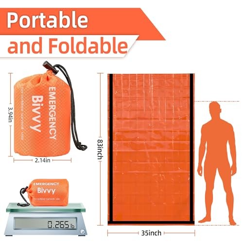 Deecam Emergency Sleeping Bag 4 Pack, Orange Mylar Bivy Sack-4