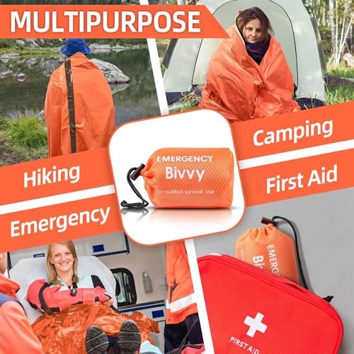 Deecam Emergency Sleeping Bag 4 Pack, Orange Mylar Bivy Sack-5