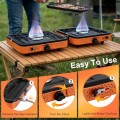 Delousiber Portable Folding Camping Gas Stove, 2 Burners, 4400W, with 1m Hose and Carry Bag