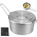 DOERDO DD Stainless Steel Camping Cook Pot with Lid, 1.5L Folding Handle Pot