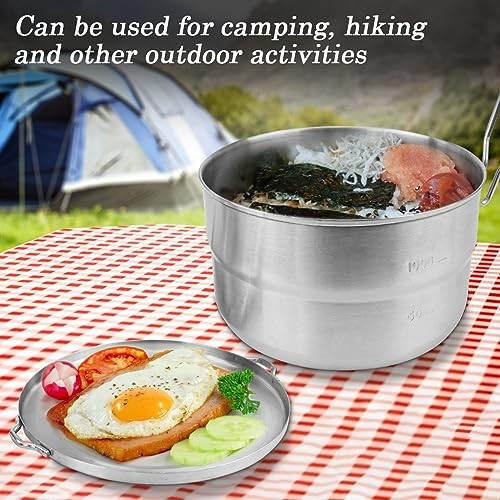 DOERDO DD Stainless Steel Camping Cook Pot with Lid, 1.5L Folding Handle Pot-6