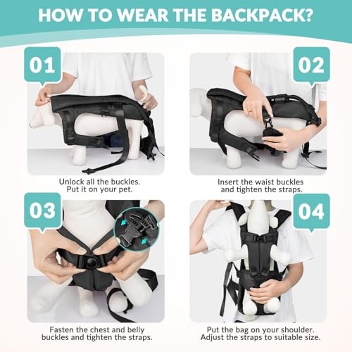 petmix Black L Dog Carrier Backpack, Adjustable Legs-Out Front Carrier-4
