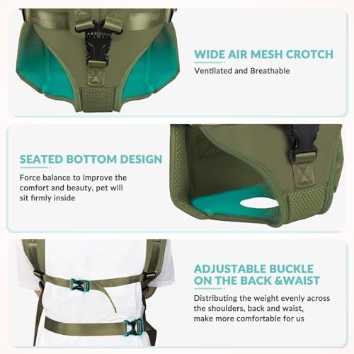 petmix Green L Dog Carrier Backpack, Adjustable Hands-Free Front Carrier-2