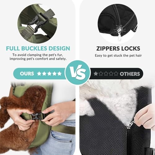 petmix Green L Dog Carrier Backpack, Adjustable Hands-Free Front Carrier-3