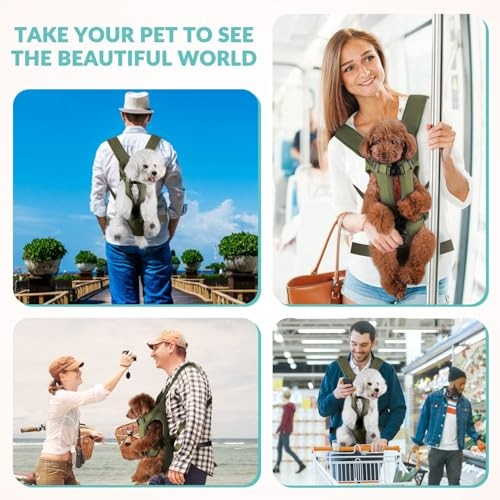 petmix Green L Dog Carrier Backpack, Adjustable Hands-Free Front Carrier-5