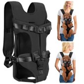 petmix Adjustable Dog Carrier Backpack, Legs-Out Chest Carrier, Black, S
