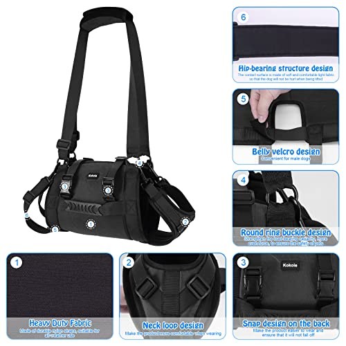 Kokoie Dog Carry Sling Emergency Lift Harness, Black XL-4