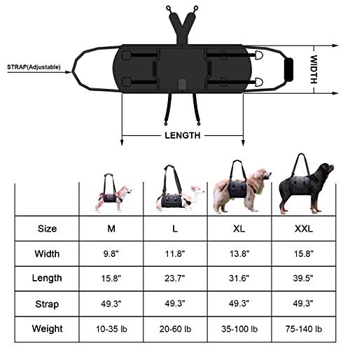 Kokoie Dog Carry Sling Emergency Lift Harness, Black XXL-5