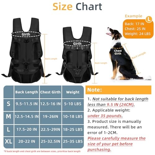 DOBVDLA Dog Front Carrier Backpack, Soft Pad, Black, L-1