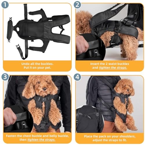 DOBVDLA Dog Front Carrier Backpack, Soft Pad, Black, L-6