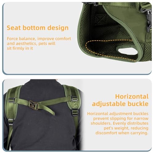 DOBVDLA Dog Front Carrier Backpack, Soft Pad, Army Green, XL-5