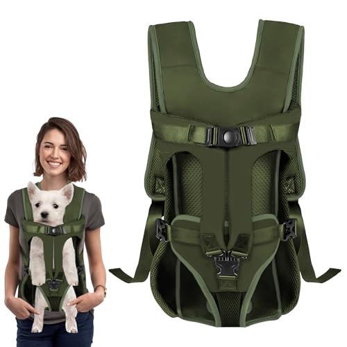 DOBVDLA Dog Front Carrier Backpack, Soft Pad, Army Green, XL