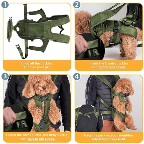DOBVDLA Dog Front Carrier Backpack, Soft Pad, Army Green, XL-7