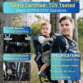 DROMADER Baby Carrier Backpack, Toddler Hiking Carrier with Sun Canopy, Rain Cover, Insulated Pouch, Changing Mat and One-Hand Foldable Frame, Black and Blue