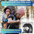 DROMADER Baby Carrier Backpack Toddler Hiking Carrier with Sun Canopy, Rain Cover, Insulated Pouch, Changing Mat and One-Hand Foldable Frame, Blue