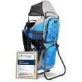 DROMADER Baby Carrier Backpack Toddler Hiking Carrier with Sun Canopy, Rain Cover, Insulated Pouch, Changing Mat and One-Hand Foldable Frame, Blue