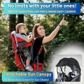 DROMADER Baby Carrier Backpack with Sun Canopy, Rain Cover, Insulated Pouch and Changing Mat, Red