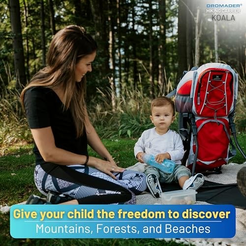 DROMADER Baby Carrier Backpack with Sun Canopy, Rain Cover, Insulated Pouch and Changing Mat, Red-7