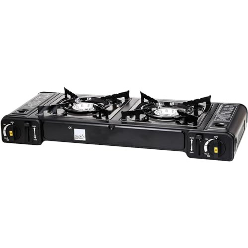 Greenfields Dual Burner Portable Camping Stove, EN417 Compliant, Stove + 4 Canisters-2