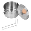 Durlo 1000ml Stainless Steel Camping Pot with Lid, Folding Handle, Pour Spout and Storage Bag