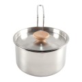 Durlo 1000ml Stainless Steel Camping Pot with Lid, Folding Handle, Pour Spout and Storage Bag
