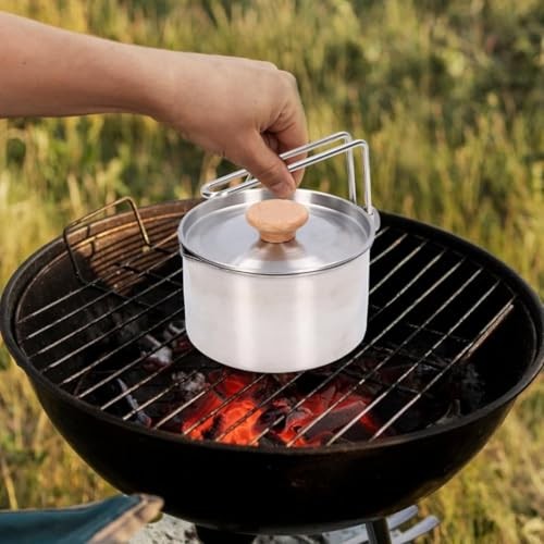 Durlo 1000ml Stainless Steel Camping Pot with Lid, Folding Handle, Pour Spout and Storage Bag-5
