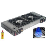 DWD Premium Double Camping Gas Stove, 5kW, Grey, with EN417 Connector
