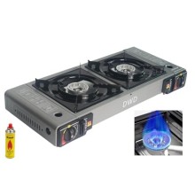 DWD Premium Double Camping Gas Stove, 5kW, Grey, with EN417 Connector