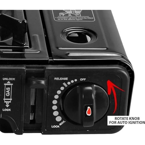 Easy Shopping Portable Camping Gas Cooker, Single Burner with 4 Butane Canisters and Carry Case-1