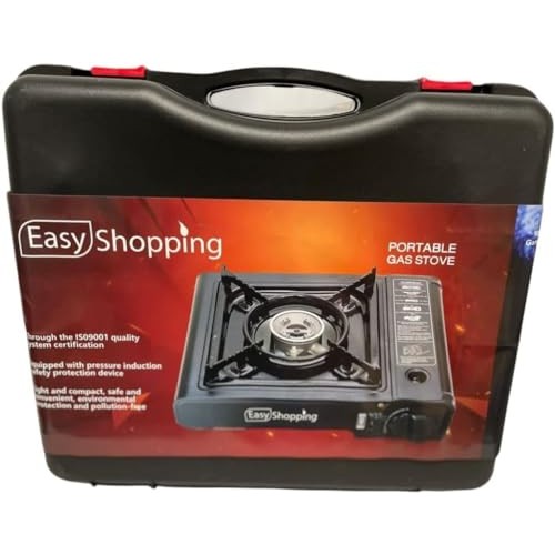 Easy Shopping Portable Camping Gas Cooker, Single Burner with 4 Butane Canisters and Carry Case-3