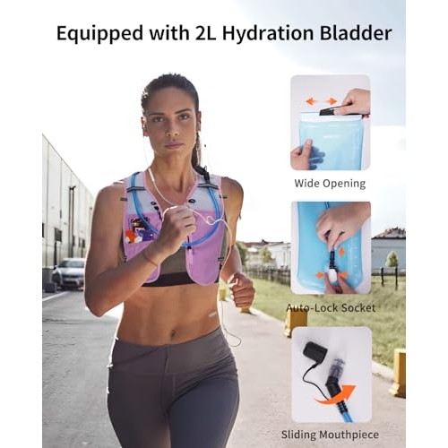 ECOHUB Pink Hydration Vest Running Backpack with 2L Water Bladder-1