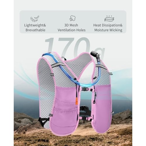 ECOHUB Pink Hydration Vest Running Backpack with 2L Water Bladder-2