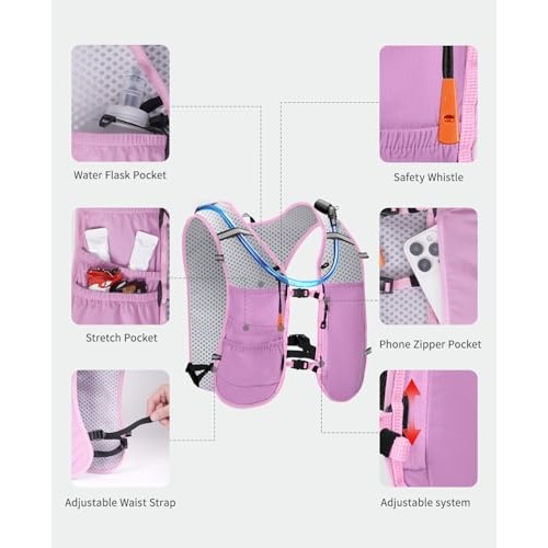 ECOHUB Pink Hydration Vest Running Backpack with 2L Water Bladder-4